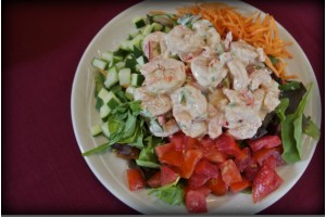 WINEormous enjoys a Wild Georgia Shrimp salad